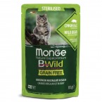 Паучи Monge Cat BWild GRAIN FREE из мяса дикого кабана с овощами для стерилизованных кошек 85г