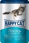 Пауч Happy Cat Лосось и креветки в желе для кошек