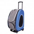 Ibiyaya складная сумка-тележка 3 в 1 для собак до 8 кг (сумка, рюкзак, тележка) синяя