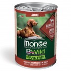 Консервы беззерновые Monge Dog BWild GRAIN FREE  из ягненка с тыквой и кабачками для взрослых собак всех пород 400г