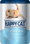 Пауч Happy Cat Курочка с морковью в соусе для котят