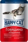 Пауч Happy Cat Говядина и баранина в соусе для кошек