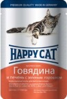 Пауч Happy Cat Говядина и печень в желе для кошек