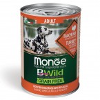 Консервы беззерновые Monge Dog BWild GRAIN FREE из индейки с тыквой и кабачками для взрослых собак всех пород 400г