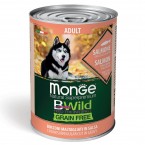 Консервы беззерновые Monge Dog BWild GRAIN FREE из лосося с тыквой и кабачками для взрослых собак всех пород 400г