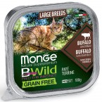 Консервы беззерновые Monge Cat BWild GRAIN FREE из буйвола с овощами для кошек крупных пород 100г